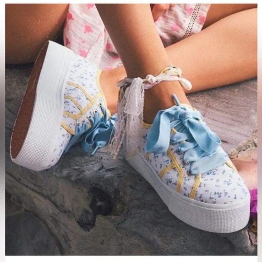 Superga x LoveShackFancy platform sneakers in Bonnet Blue size 39